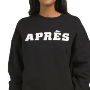 NWT Women’s APRES Black Crewneck Medium Weight Sweatshirt - Size XS